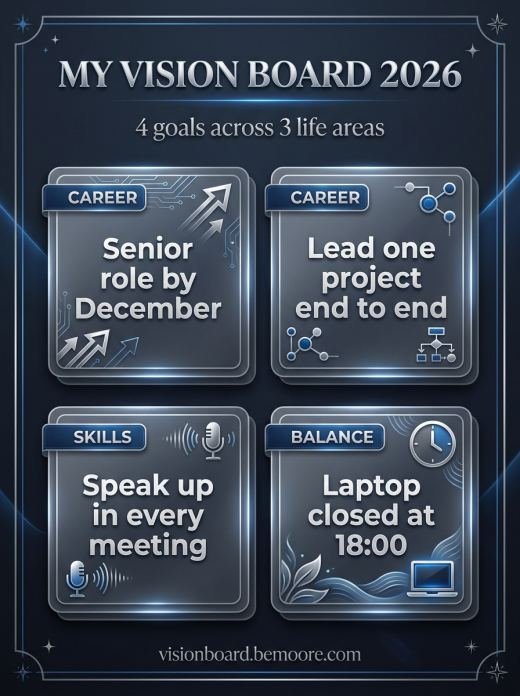 Career upgrade vision board example generated from written goals